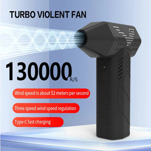 Soplador de aire sin cable de turbina a alta velocidad 130,000RPM,batería de pico de 7500mAh,velocidad ajustable de 3,aspiradora portátil,carga USB para automóvil y hogar Negro