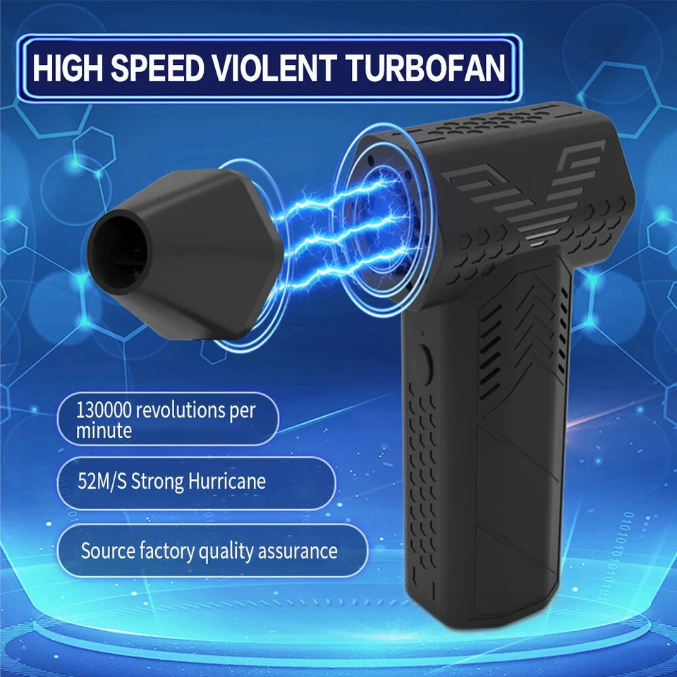 Soplador de aire sin cable de turbina a alta velocidad 130,000RPM,batería de pico de 7500mAh,velocidad ajustable de 3,aspiradora portátil,carga USB para automóvil y hogar Negro