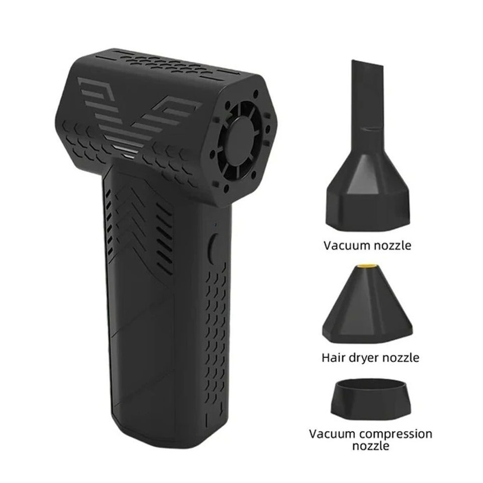 Soplador de aire sin cable de turbina a alta velocidad 130,000RPM,batería de pico de 7500mAh,velocidad ajustable de 3,aspiradora portátil,carga USB para automóvil y hogar Negro